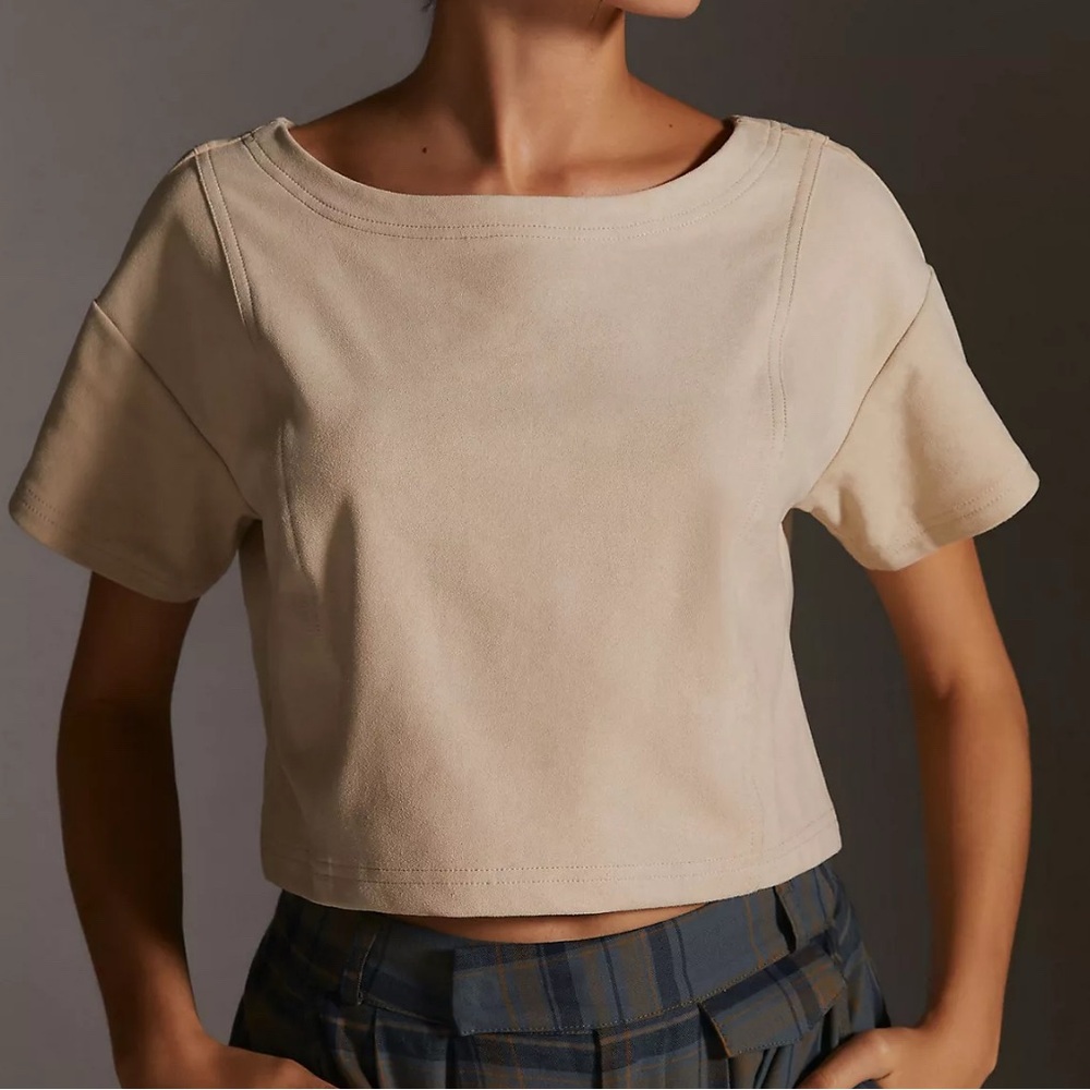 Anthropologie Pilcro Faux Suede Tee size xs/s